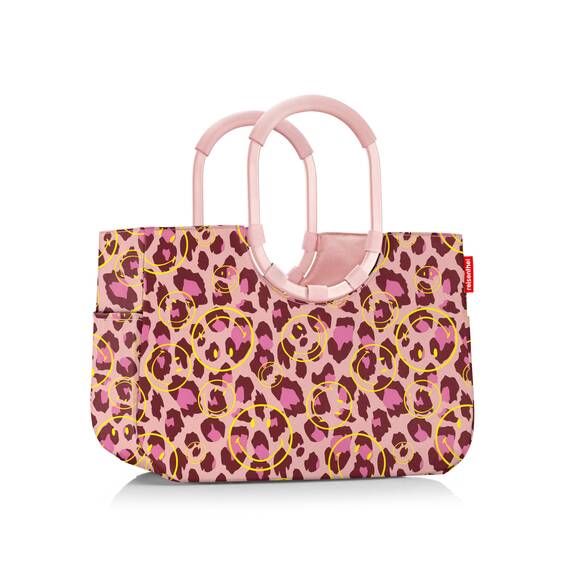 reisenthel loopshopper L smiley leo blush – Stabile Tasche mit praktischen Fächern aus recycelten PET-Flaschen – Charmantes und wasserabweisendes Design