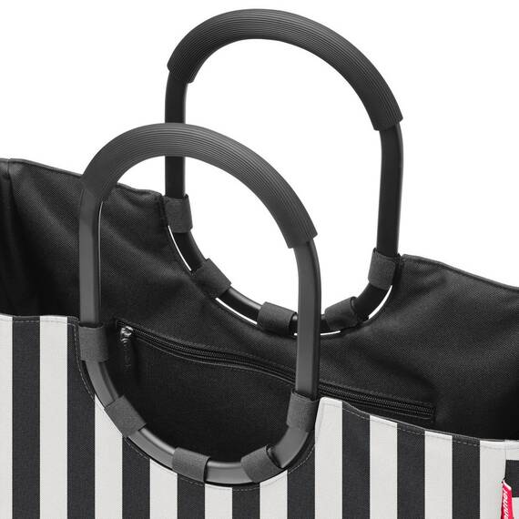 reisenthel loopshopper L summerstripes black – Stabile Tasche mit praktischen Fächern aus recycelten PET-Flaschen – Charmantes und wasserabweisendes Design