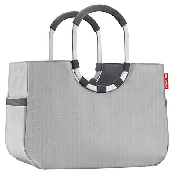 reisenthel Einkaufstasche - 46 x 34 cm - Grau - Schwarz - Polyester - Aluminium - ringförmige Tragegriffe