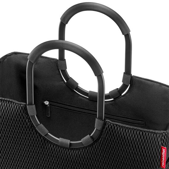 reisenthel loopshopper L mesh black – Stabile Tasche mit praktischen Fächern aus recycelten PET-Flaschen – Charmantes und wasserabweisendes Design