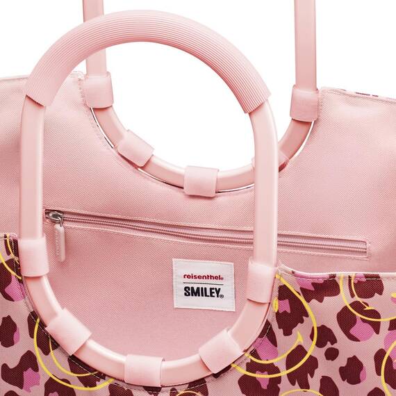 reisenthel loopshopper L smiley leo blush – Stabile Tasche mit praktischen Fächern aus recycelten PET-Flaschen – Charmantes und wasserabweisendes Design