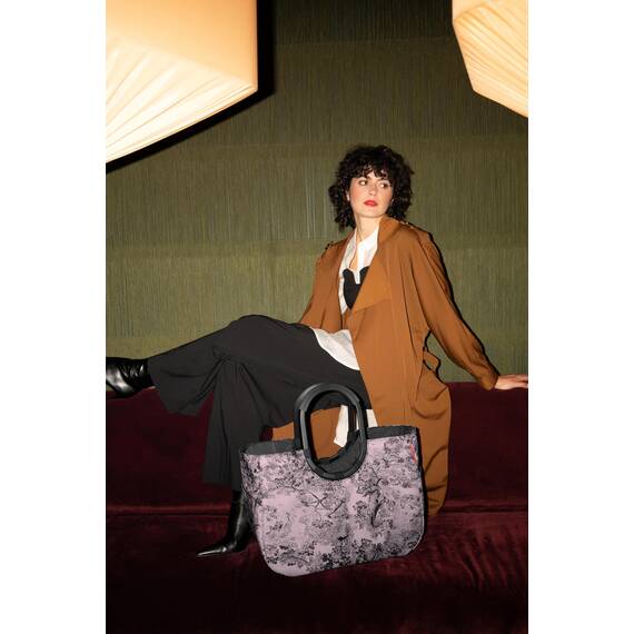 reisenthel loopshopper L jacquard rose – Stabile Tasche mit praktischen Fächern aus recycelten PET-Flaschen – Charmantes und wasserabweisendes Design
