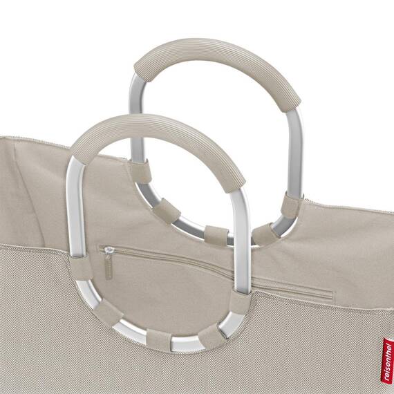 reisenthel loopshopper L herringbone sand – Stabile Tasche mit praktischen Fächern aus recycelten PET-Flaschen – Charmantes und wasserabweisendes Design