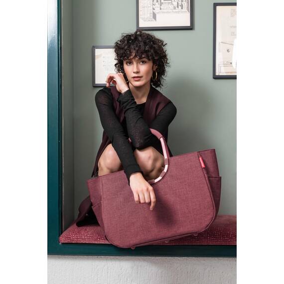 reisenthel loopshopper L twist maroon – Stabile Tasche mit praktischen Fächern aus recycelten PET-Flaschen – Charmantes und wasserabweisendes Design