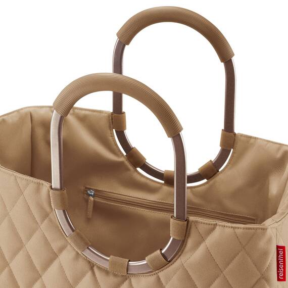 reisenthel loopshopper L frame rhombus ginger – Stabile Tasche mit praktischen Fächern aus recycelten PET-Flaschen – Charmantes und wasserabweisendes Design