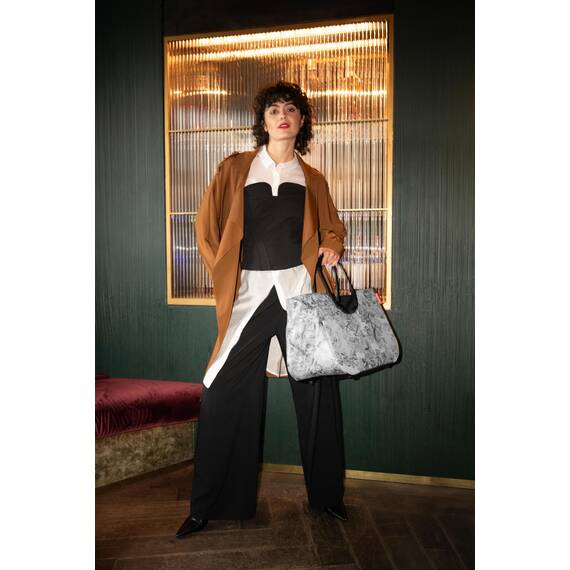 reisenthel loopshopper L jacquard grey – Stabile Tasche mit praktischen Fächern aus recycelten PET-Flaschen – Charmantes und wasserabweisendes Design