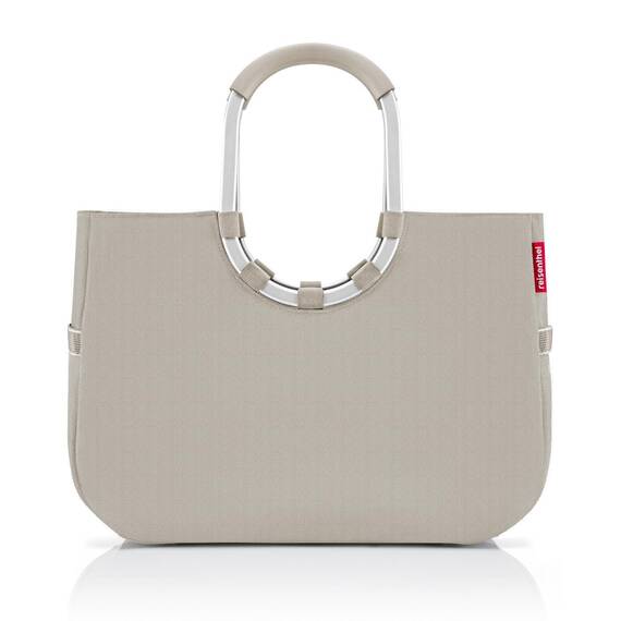 reisenthel loopshopper L herringbone sand – Stabile Tasche mit praktischen Fächern aus recycelten PET-Flaschen – Charmantes und wasserabweisendes Design