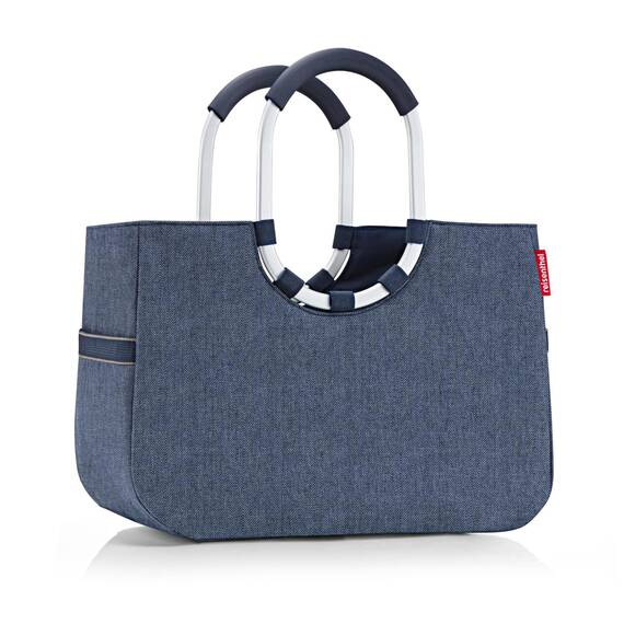 reisenthel loopshopper L Herringbone Dark Blue - Einkaufstasche 25l Volumen - B 46 x H 34,5 x T 25 cm, OR4113