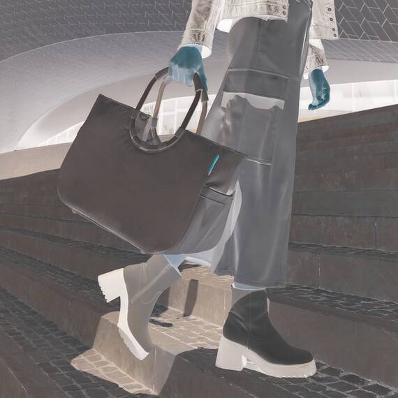 reisenthel loopshopper L herringbone sand – Stabile Tasche mit praktischen Fächern aus recycelten PET-Flaschen – Charmantes und wasserabweisendes Design
