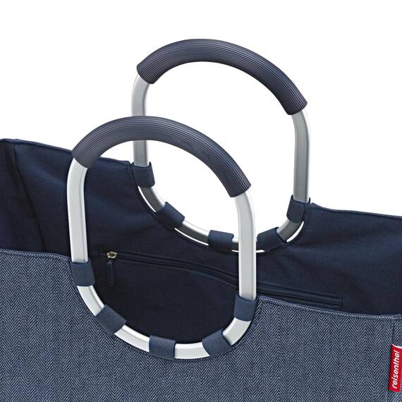 reisenthel loopshopper L Herringbone Dark Blue - Einkaufstasche 25l Volumen - B 46 x H 34,5 x T 25 cm, OR4113