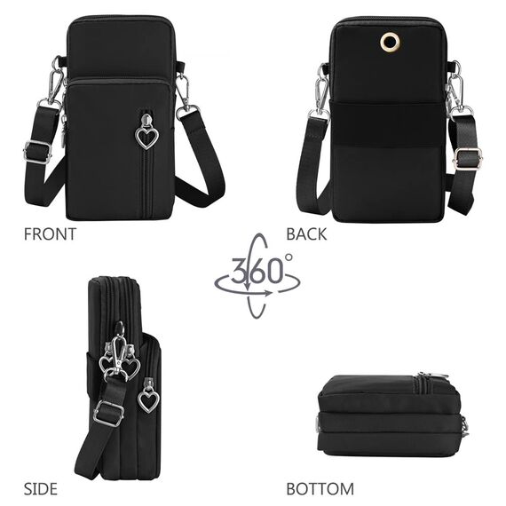 Aucuu Handytasche zum Umhängen Damen，Nylon Kleine Umhängetasche mit Kopfhörer Eingang，Mini Crossbody Schultertasche Handytasche，Handy Schultertasche ür Handy unter 7 Zoll