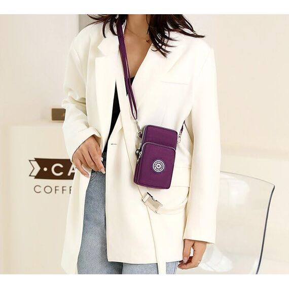 Aucuu Handytasche zum Umhängen Damen，Nylon Kleine Umhängetasche mit Kopfhörer Eingang，Mini Crossbody Schultertasche Handytasche，Handy Schultertasche ür Handy unter 7 Zoll