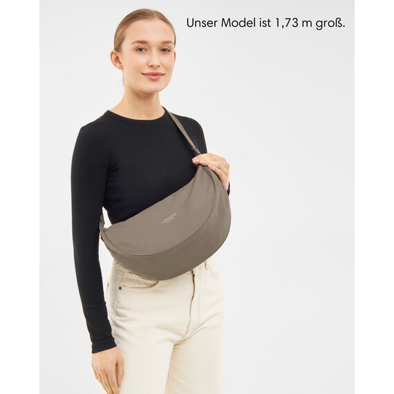 LARKSON Crossbody Bag Damen & Herren Grau - Solveig Medium - Umhängetasche im Halbmond Style - Halbrunde Schultertasche - Moon Bag Design - Wasserabweisend