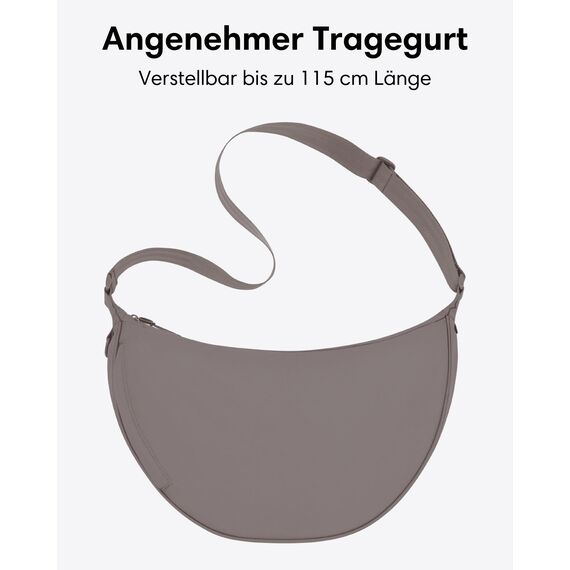 LARKSON Crossbody Bag Damen & Herren Braun - Solveig Large - Große Umhängetasche im Halbmond Style - Halbrunde Schultertasche - Moon Bag Design - Wasserabweisend