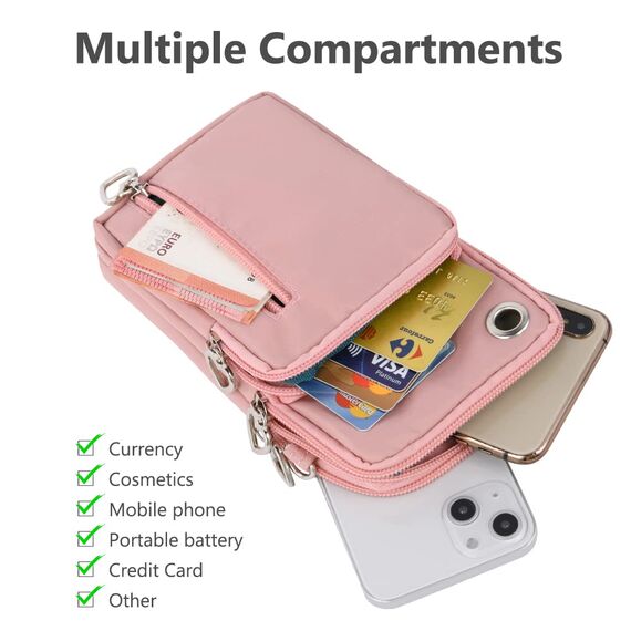 Aucuu Handytasche zum Umhängen Damen，Nylon Kleine Umhängetasche mit Kopfhörer Eingang，Mini Crossbody Schultertasche Handytasche，Handy Schultertasche ür Handy unter 7 Zoll