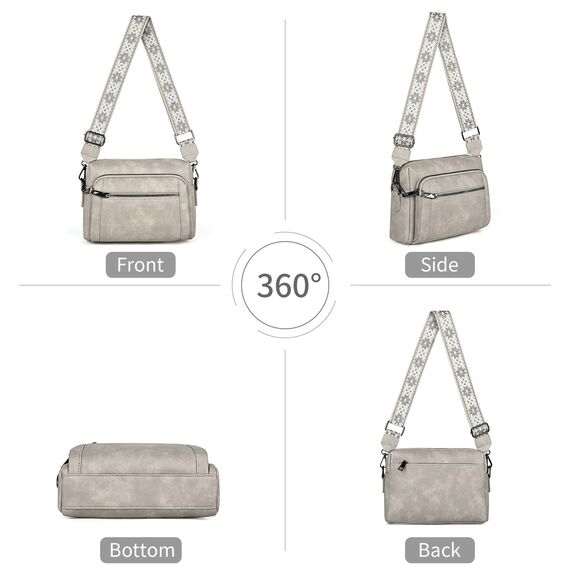 HILAEX Umhängetasche Damen mit Anti Diebstahl, Handtasche Damen Mittelgroß mit 4 Fächern, mit Verstellbar Abnehmbar Breiter Gurt