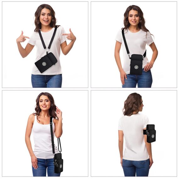 Aucuu Handytasche zum Umhängen Damen，Nylon Kleine Umhängetasche mit Kopfhörer Eingang，Mini Crossbody Schultertasche Handytasche，Handy Schultertasche ür Handy unter 7 Zoll