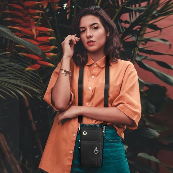 Aucuu Handytasche zum Umhängen Damen，Nylon Kleine Umhängetasche mit Kopfhörer Eingang，Mini Crossbody Schultertasche Handytasche，Handy Schultertasche ür Handy unter 7 Zoll