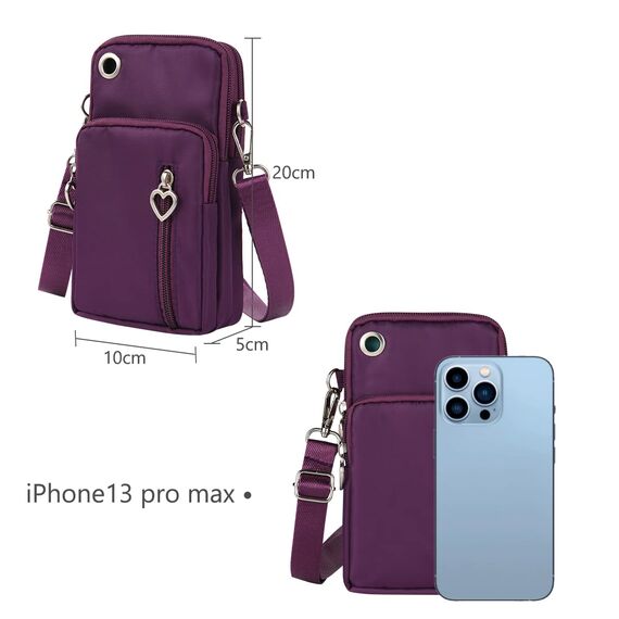 Aucuu Handytasche zum Umhängen Damen，Nylon Kleine Umhängetasche mit Kopfhörer Eingang，Mini Crossbody Schultertasche Handytasche，Handy Schultertasche ür Handy unter 7 Zoll