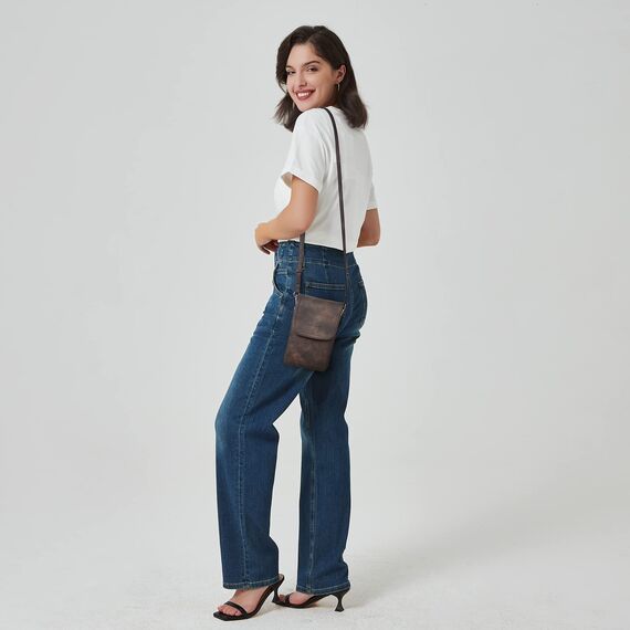 BOSTANTEN Klein Handytasche zum Umhängen, PU Leder Handy Umhängetasche Damen, Handytasche mit Geldbörse zum Umhängen, handtasche damen umhängetasche für Designer Kaffee