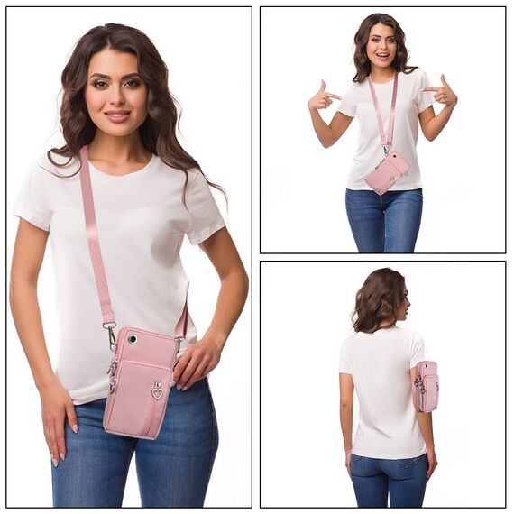 Aucuu Handytasche zum Umhängen Damen，Nylon Kleine Umhängetasche mit Kopfhörer Eingang，Mini Crossbody Schultertasche Handytasche，Handy Schultertasche ür Handy unter 7 Zoll