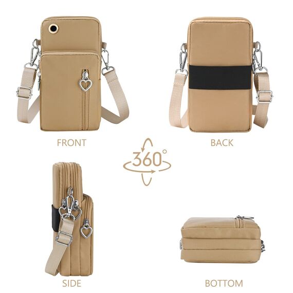 Aucuu Handytasche zum Umhängen Damen，Nylon Kleine Umhängetasche mit Kopfhörer Eingang，Mini Crossbody Schultertasche Handytasche，Handy Schultertasche ür Handy unter 7 Zoll