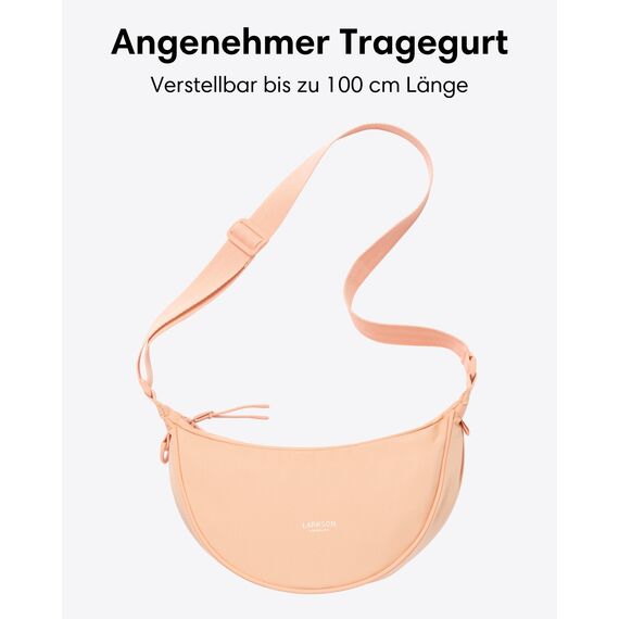 LARKSON Crossbody Bag Damen & Herren Pfirsich - Solveig Small - Umhängetasche im Halbmond Style - Halbrunde Schultertasche - Moon Bag Design - Wasserabweisend
