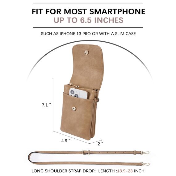 BOSTANTEN Klein Handytasche zum Umhängen, PU Leder Handy Umhängetasche Damen, Handytasche mit Geldbörse zum Umhängen, handtasche damen umhängetasche für Designer Braun