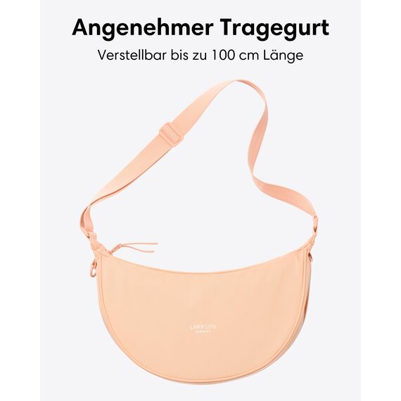 LARKSON Crossbody Bag Damen & Herren Pfirsich - Solveig Medium - Umhängetasche im Halbmond Style - Halbrunde Schultertasche - Moon Bag Design - Wasserabweisend
