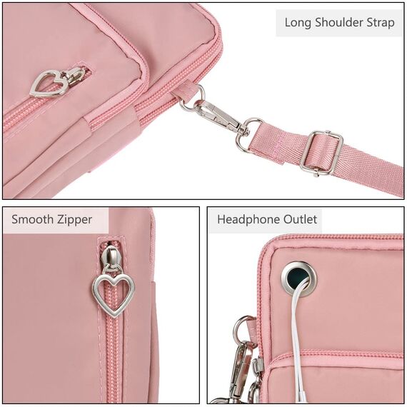 Aucuu Handytasche zum Umhängen Damen，Nylon Kleine Umhängetasche mit Kopfhörer Eingang，Mini Crossbody Schultertasche Handytasche，Handy Schultertasche ür Handy unter 7 Zoll