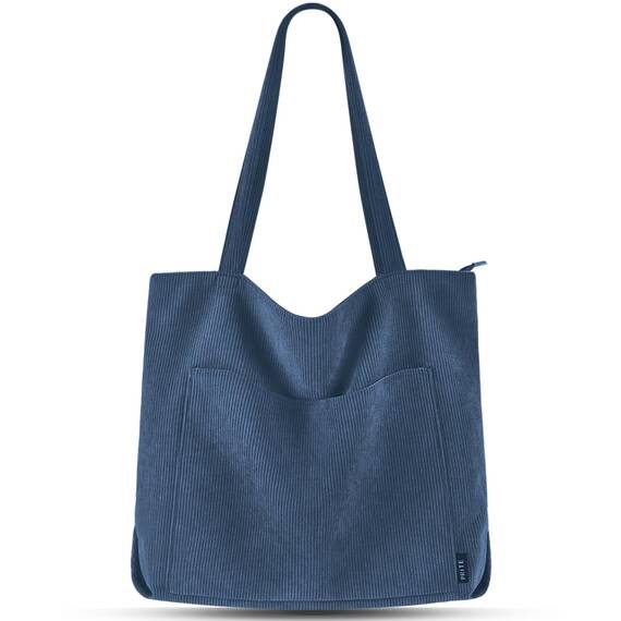 Prite Handtasche Damen Tote Bag Shopper Groß Umhängetasche Cord Beuteltasche Stofftasche für College Schule Arbeit Reisen Einkaufen