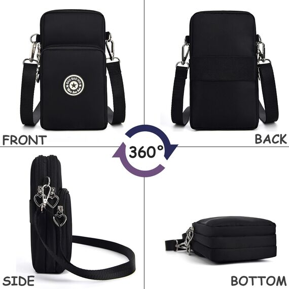 Aucuu Handytasche zum Umhängen Damen，Nylon Kleine Umhängetasche mit Kopfhörer Eingang，Mini Crossbody Schultertasche Handytasche，Handy Schultertasche ür Handy unter 7 Zoll