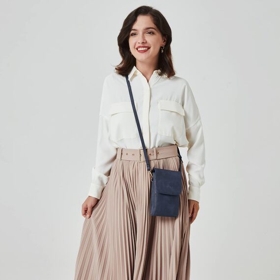 BOSTANTEN Klein Handytasche zum Umhängen, PU Leder Handy Umhängetasche Damen, Handytasche mit Geldbörse zum Umhängen, handtasche damen umhängetasche für Designer Blau