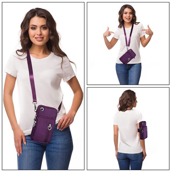 Aucuu Handytasche zum Umhängen Damen，Nylon Kleine Umhängetasche mit Kopfhörer Eingang，Mini Crossbody Schultertasche Handytasche，Handy Schultertasche ür Handy unter 7 Zoll