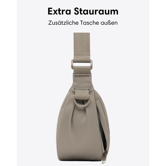 LARKSON Crossbody Bag Damen & Herren Grau - Solveig Small - Umhängetasche im Halbmond Style - Halbrunde Schultertasche - Moon Bag Design - Wasserabweisend