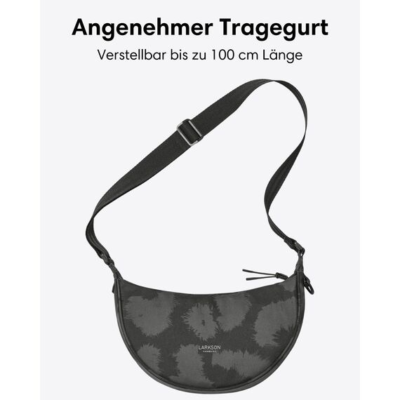 LARKSON Crossbody Bag Damen & Herren Grau Leo - Solveig Small - Umhängetasche im Halbmond Style - Halbrunde Schultertasche - Moon Bag Design - Wasserabweisend