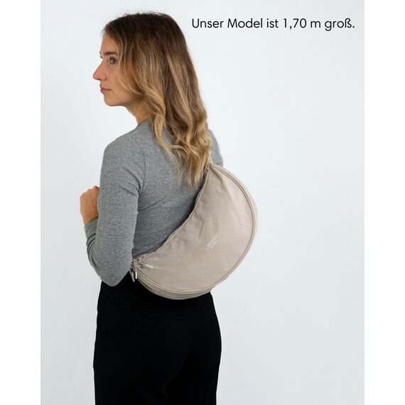 LARKSON Crossbody Bag Damen & Herren Beige - Solveig Medium - Umhängetasche im Halbmond Style - Halbrunde Schultertasche - Moon Bag Design - Wasserabweisend