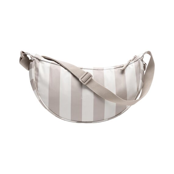 LARKSON Crossbody Bag Damen & Herren Beige Gestreift - Solveig Medium - Umhängetasche im Halbmond Style - Halbrunde Schultertasche - Moon Bag Design - Wasserabweisend
