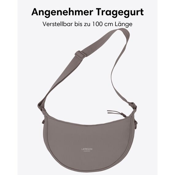 LARKSON Crossbody Bag Damen & Herren Braun - Solveig Medium - Umhängetasche im Halbmond Style - Halbrunde Schultertasche - Moon Bag Design - Wasserabweisend