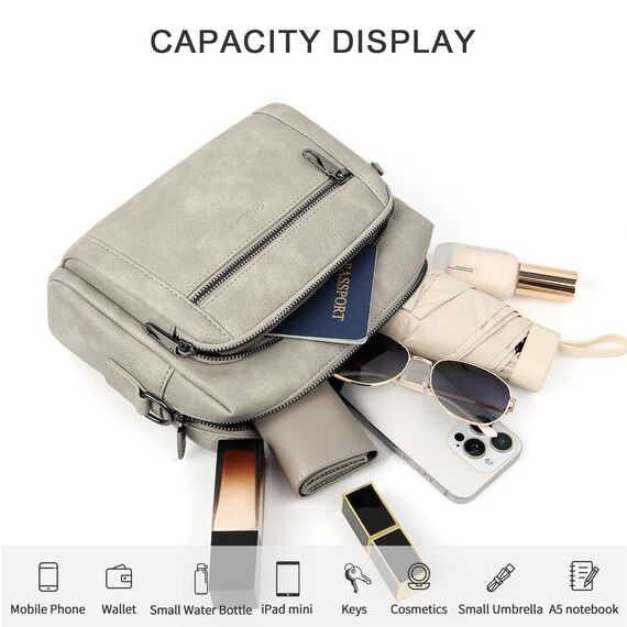 HILAEX Umhängetasche Damen mit Anti Diebstahl, Handtasche Damen Mittelgroß mit 4 Fächern, mit Verstellbar Abnehmbar Breiter Gurt