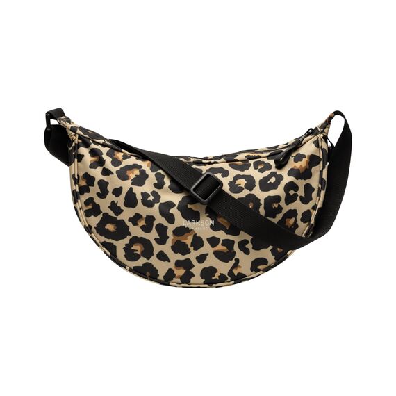 LARKSON Crossbody Bag Damen & Herren Beige Leo - Solveig Medium - Umhängetasche im Halbmond Style - Halbrunde Schultertasche - Moon Bag Design - Wasserabweisend