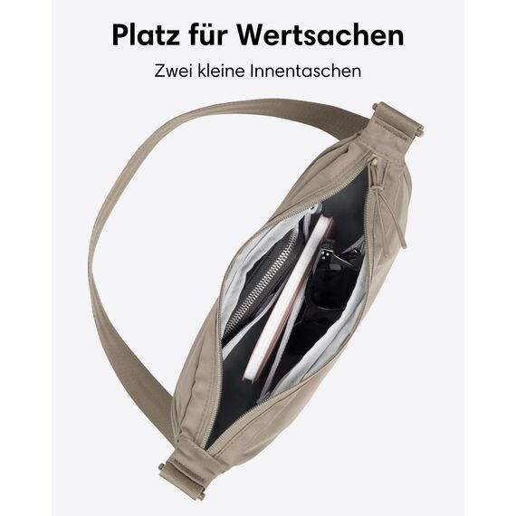 LARKSON Crossbody Bag Damen & Herren Grau - Solveig Small - Umhängetasche im Halbmond Style - Halbrunde Schultertasche - Moon Bag Design - Wasserabweisend