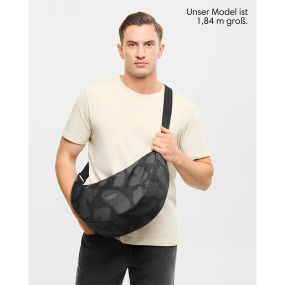 LARKSON Crossbody Bag Damen & Herren Grau Leo - Solveig Large - Große Umhängetasche im Halbmond Style - Halbrunde Schultertasche - Moon Bag Design - Wasserabweisend