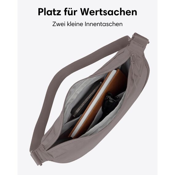 LARKSON Crossbody Bag Damen & Herren Braun - Solveig Medium - Umhängetasche im Halbmond Style - Halbrunde Schultertasche - Moon Bag Design - Wasserabweisend