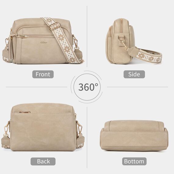 HILAEX Umhängetasche Damen mit Anti Diebstahl, Handtasche Damen Mittelgroß mit 4 Fächern, mit Verstellbar Abnehmbar Breiter Gurt