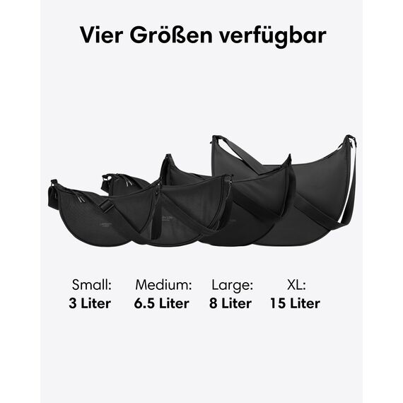 LARKSON Crossbody Bag Damen & Herren Beige - Solveig XL - Große Umhängetasche im Halbmond Style -Tasche mit 16 Zoll Laptopfach - Moon Bag - Wasserabweisend