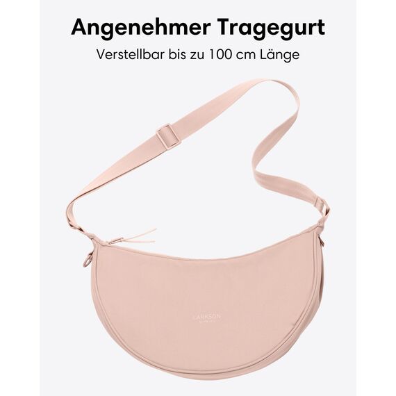 LARKSON Crossbody Bag Damen & Herren Rosa - Solveig Medium - Umhängetasche im Halbmond Style - Halbrunde Schultertasche - Moon Bag Design - Wasserabweisend