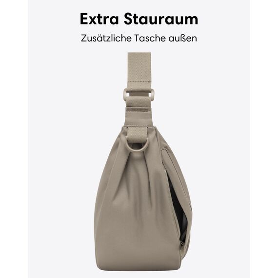 LARKSON Crossbody Bag Damen & Herren Grau - Solveig Medium - Umhängetasche im Halbmond Style - Halbrunde Schultertasche - Moon Bag Design - Wasserabweisend