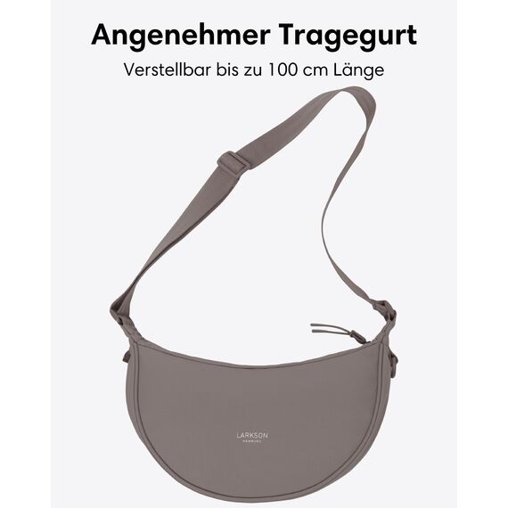 LARKSON Crossbody Bag Damen & Herren Braun - Solveig Small - Umhängetasche im Halbmond Style - Halbrunde Schultertasche - Moon Bag Design - Wasserabweisend