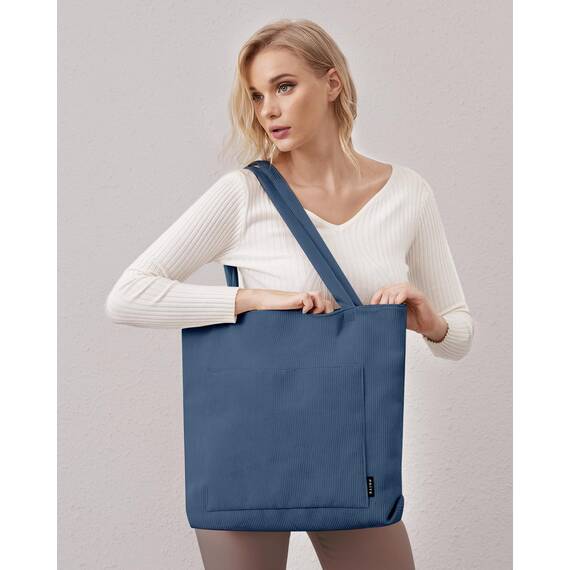 Prite Handtasche Damen Tote Bag Shopper Groß Umhängetasche Cord Beuteltasche Stofftasche für College Schule Arbeit Reisen Einkaufen